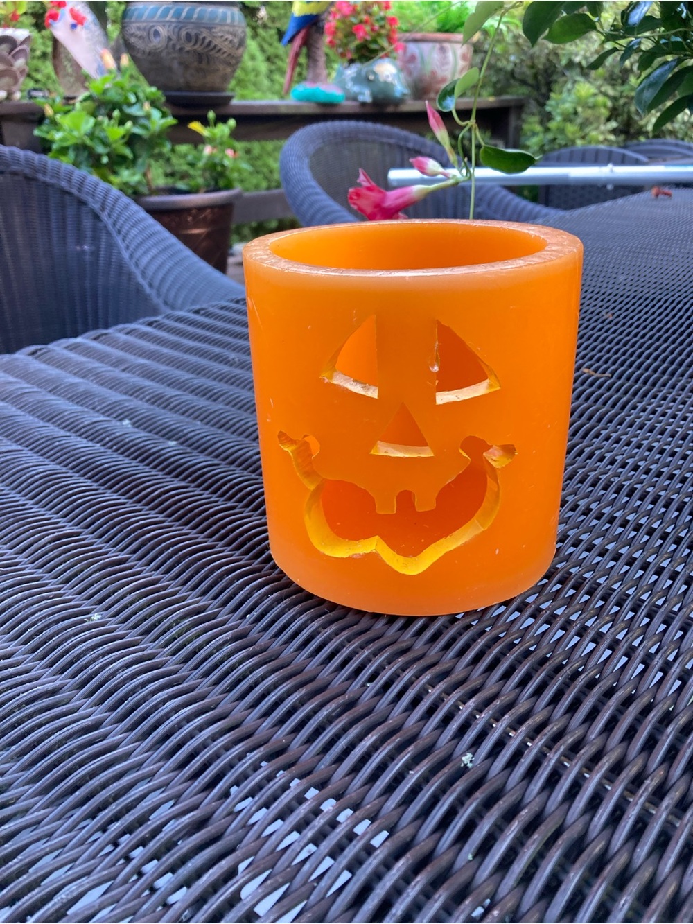 Vintage wax Halloween Jack O Lantern tealight holder